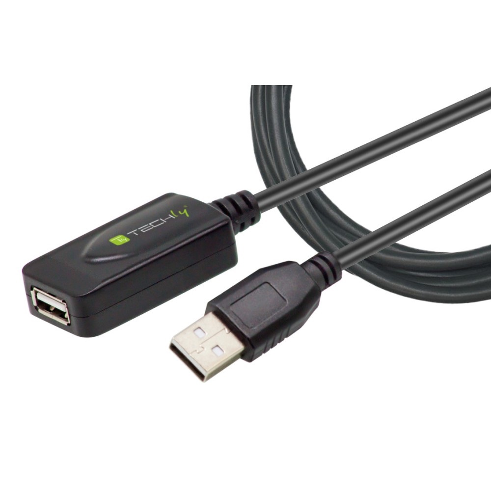 Techly IUSB-REP220TY3 Cavo Prolunga Attivo Extender USB 2.0 20 m USB A Nero - Velocità 480 Mbit/s