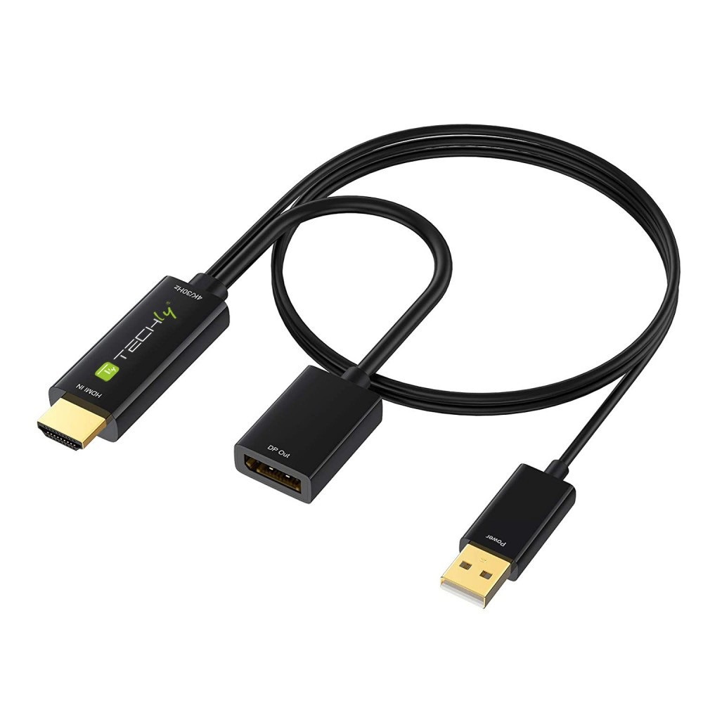 Techly ICOC HDMI-DP12A60 Adattatore Convertitore da HDMI™ a DisplayPort con USB 4K 60Hz - Nero