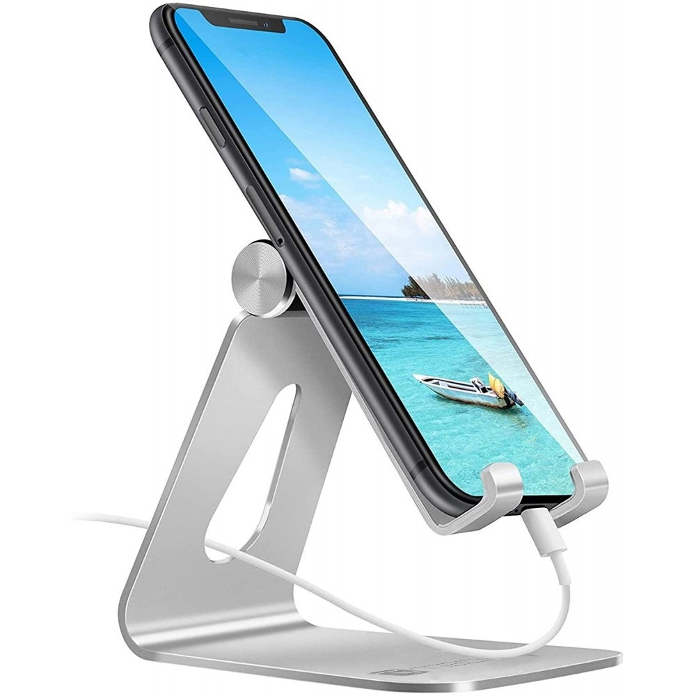 Techly 363272 Supporto Universale Regolabile per Smartphone e Tablet da Scrivania in Lega di Alluminio - Design Minimalista e Elegante