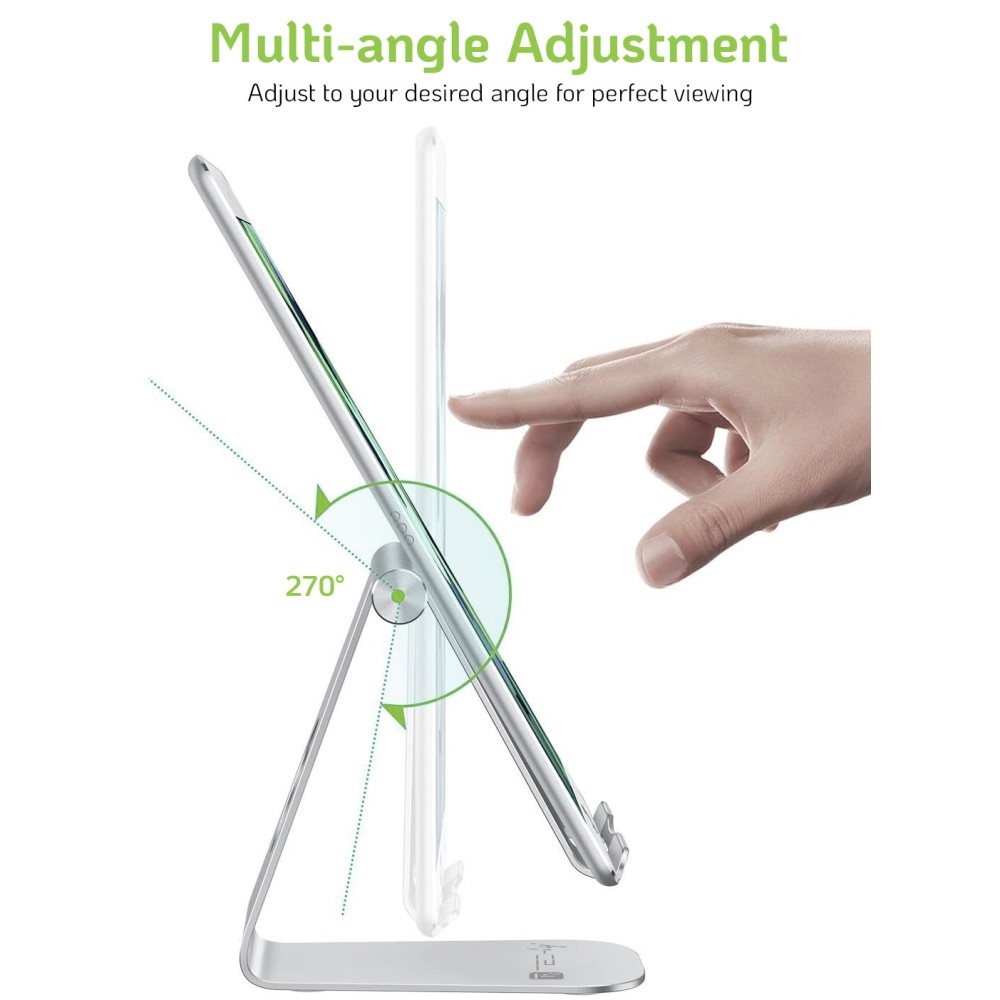 Techly 363272 Supporto Universale Regolabile per Smartphone e Tablet da Scrivania in Lega di Alluminio - Design Minimalista e Elegante
