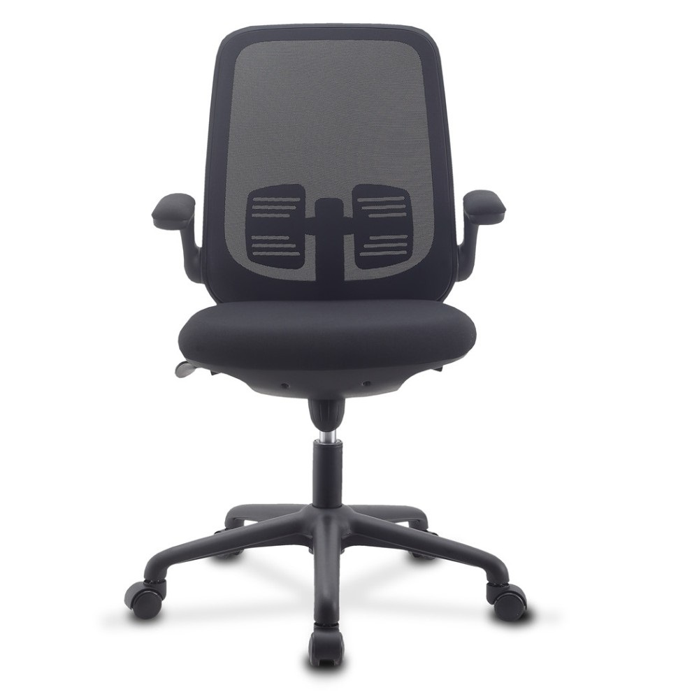 Techly ICA-CT ARMDL-BK - Sedia da Ufficio Ergonomica Regolabile in Altezza con Braccioli Pieghevoli e Seduta Imbottita