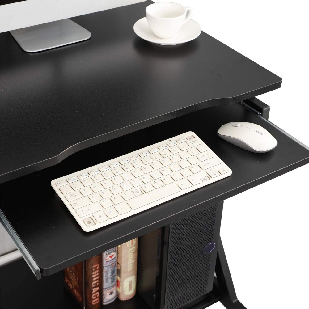Techly ICA-TB 935B Scrivania Compatta con Ripiano Tastiera Estraibile - Colore Nero