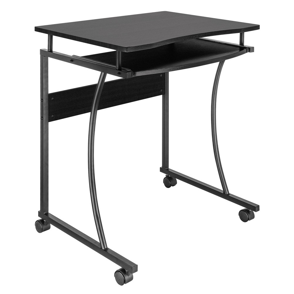 Techly ICA-TB 131B Scrivania per Computer Mobile Nera con Vassoio per Tastiera e Ruote