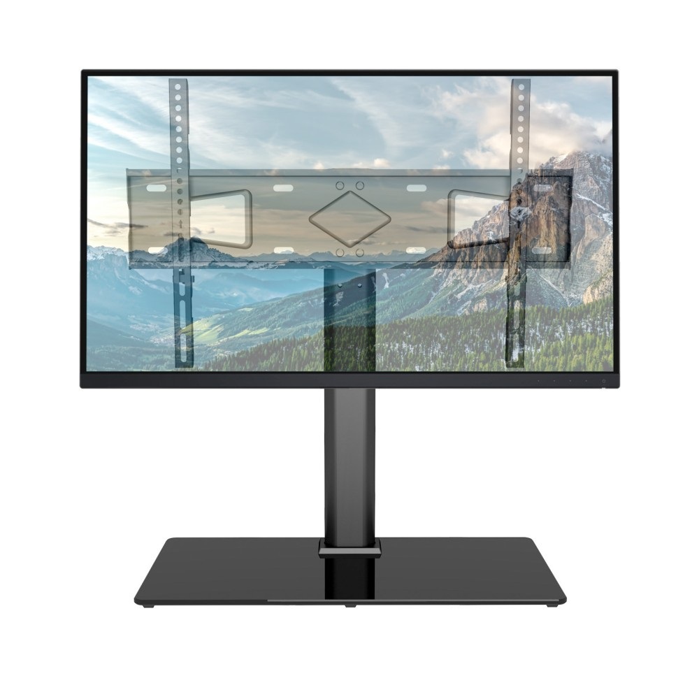 Techly ICA-LCD S07L Supporto Universale da Tavolo per TV da 32 a 65 pollici con Base in Vetro Temprato Nero