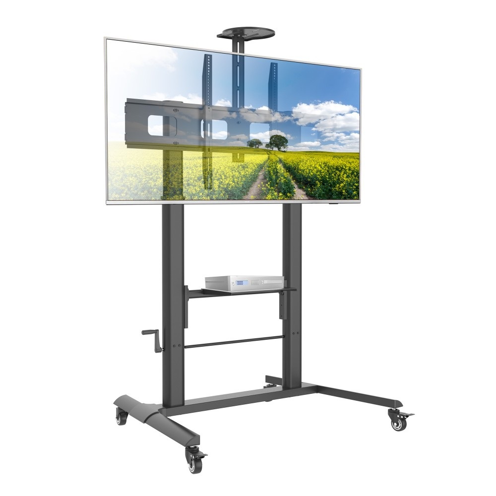 Techly ICA-TR230 Supporto a Pavimento per TV con Altezza Regolabile per TV da 52'' a 110'', Capacità 120 kg, Colore Nero