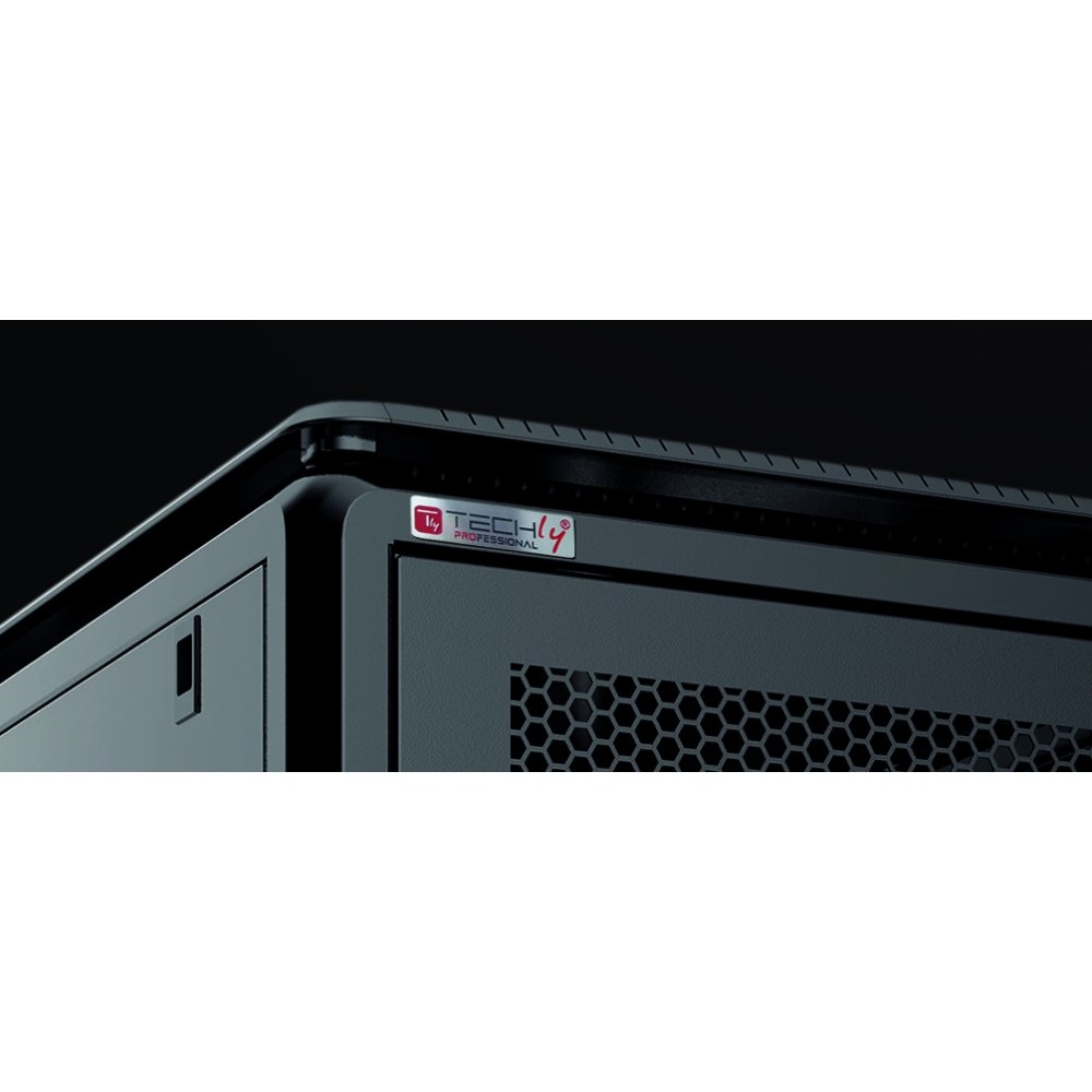 Techly I-CASE EV-2661VB Armadio Server Rack 19'' 600x1000 26U Nero con Porta Grigliata