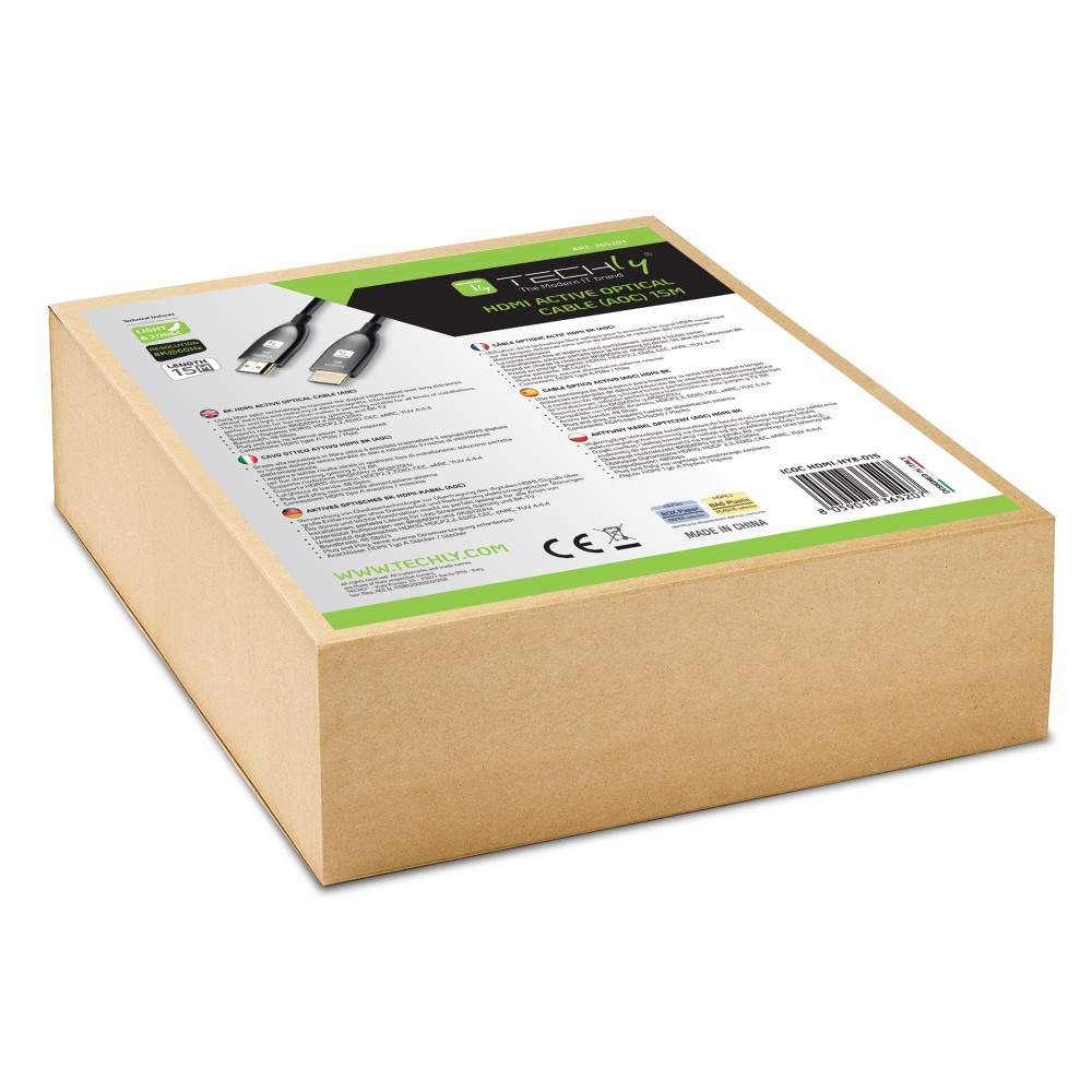 TECHLY Cavo Ottico Attivo HDMI™ 2.1 8K 48Gbps eARC 15m ICOC HDMI-HY8-015 Nero