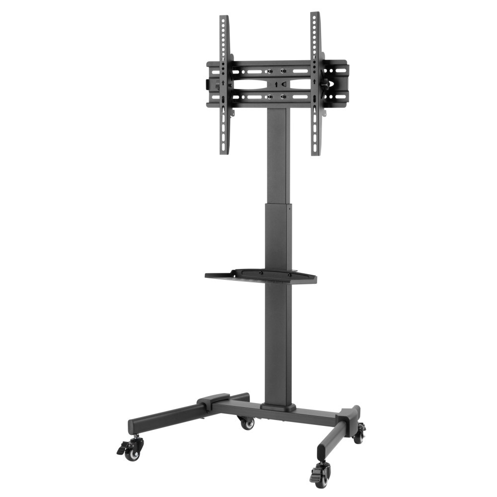 Techly ICA-TR21L Trolley da Pavimento con Mensola per TV LCD/LED/Plasma 32-55'' - Supporto Regolabile in Altezza, Nero