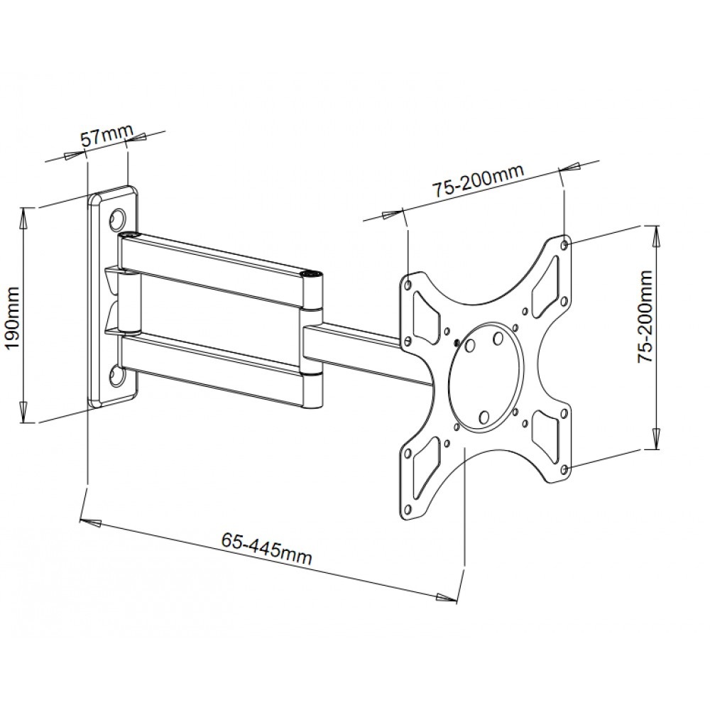 Techly ICA-LCD 2903BICOL Supporto TV a parete Inclinabile 19-37'' con 3 Snodi - Bianco/Nero