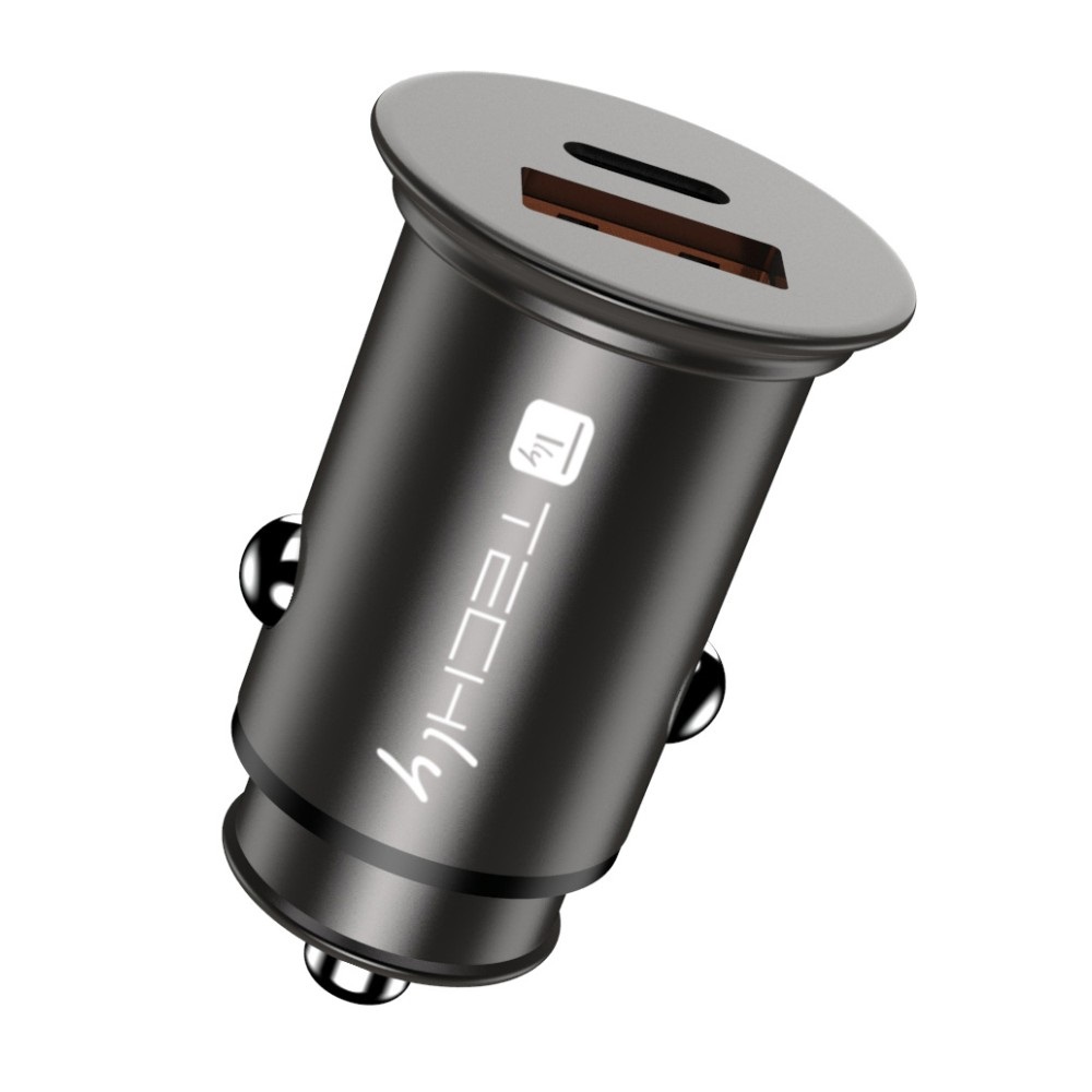 Techly Caricatore Auto 38W con 2 Porte USB (1 USB A e 1 USB C)