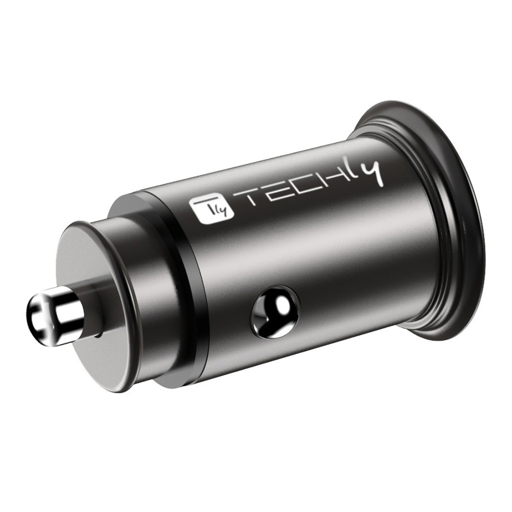 Techly Caricatore Auto 38W con 2 Porte USB (1 USB A e 1 USB C)