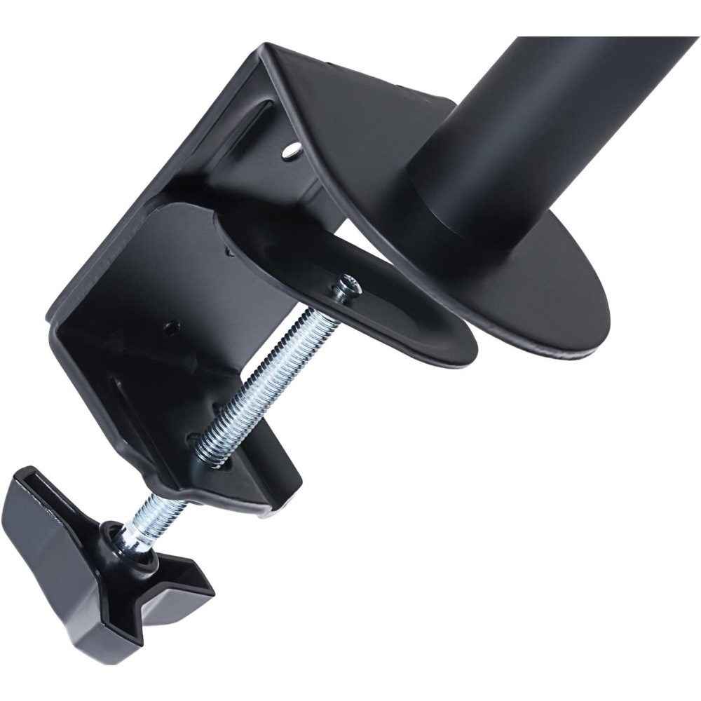 Techly ICA-LCD 503BK2 Supporto da Scrivania per Monitor 13-27'' con Doppio Snodo, Capacità 8 kg, Montaggio a Morsa, VESA 75x75 e 100x100, Nero