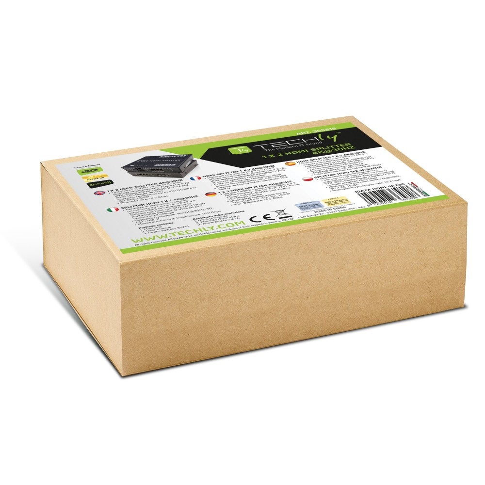 Techly IDATA HDMI-4K230 Splitter Video 2x HDMI 4K UHD 3D - Nero