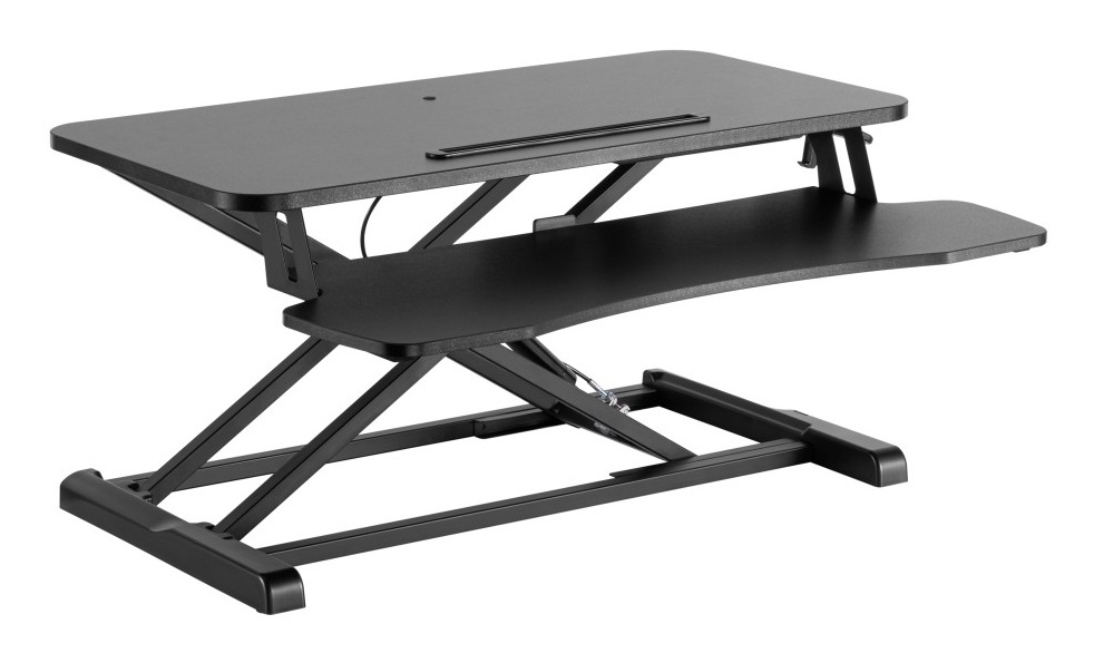 TECHLY Convertitore da Scrivania Ergonomico Sit Stand con Molla a Gas e Vassoio Porta Tastiera