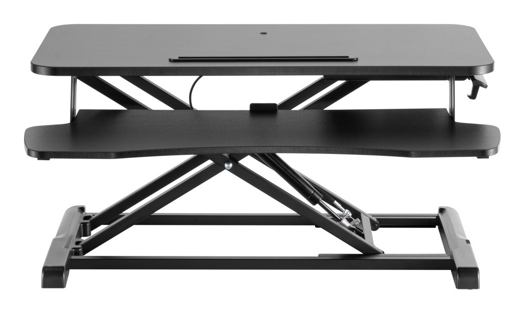 TECHLY Convertitore da Scrivania Ergonomico Sit Stand con Molla a Gas e Vassoio Porta Tastiera