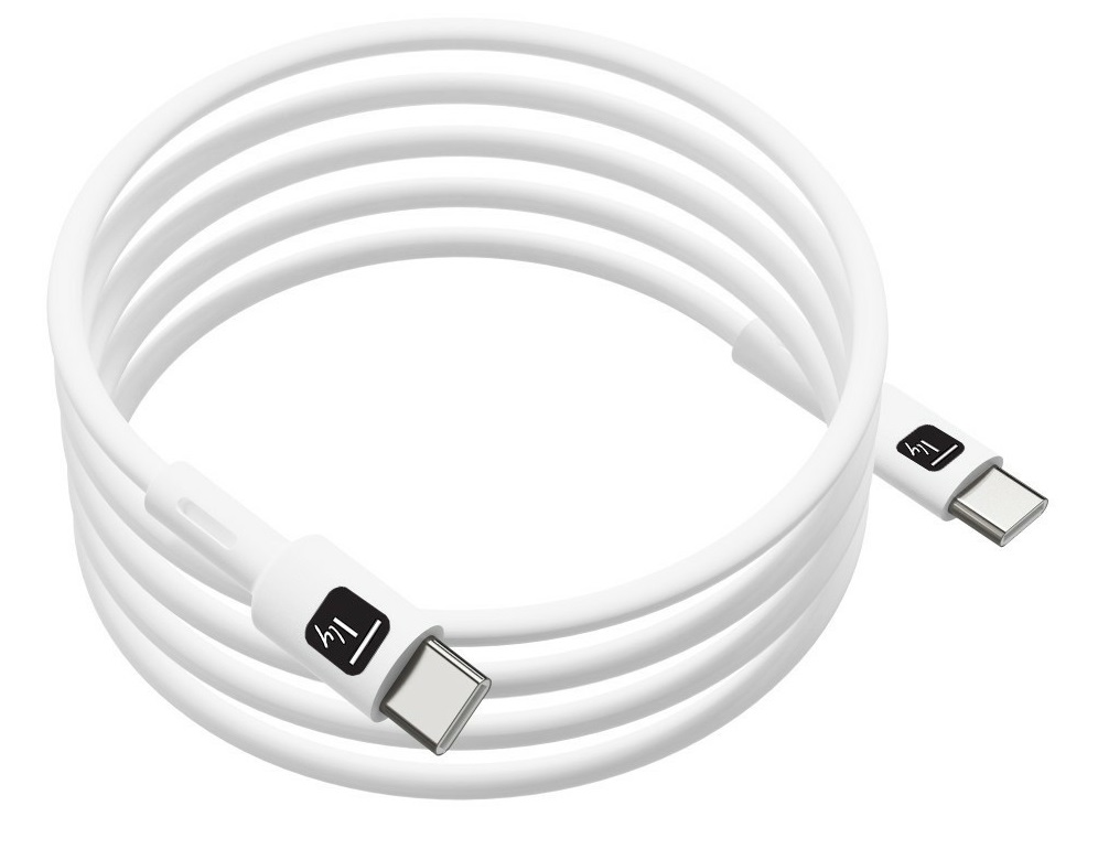 Techly Cavo USB-C Maschio/Maschio 2m Bianco - Trasferimento Dati Fino a 480 Mbps e Ricarica Veloce Fino a 3.0 A