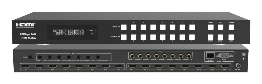 Techly IDATA HDMI-MXB88D Interruttore a matrice HDMI 8x8 18 Gbps 4K@60Hz con audio digitale multicanale