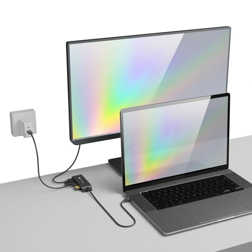 Techly Docking Station 5 in 1 USB-C™ Hub HDMI con Lettore Micro SD/SD - Nero