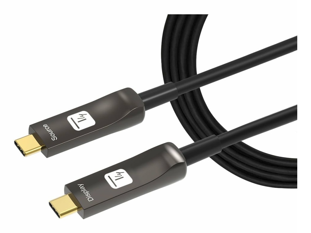 Techly ICOC-U3C-HY-020 Cavo USB C 20 m Nero - Velocità 21600 Mbit/s, Placcatura Oro