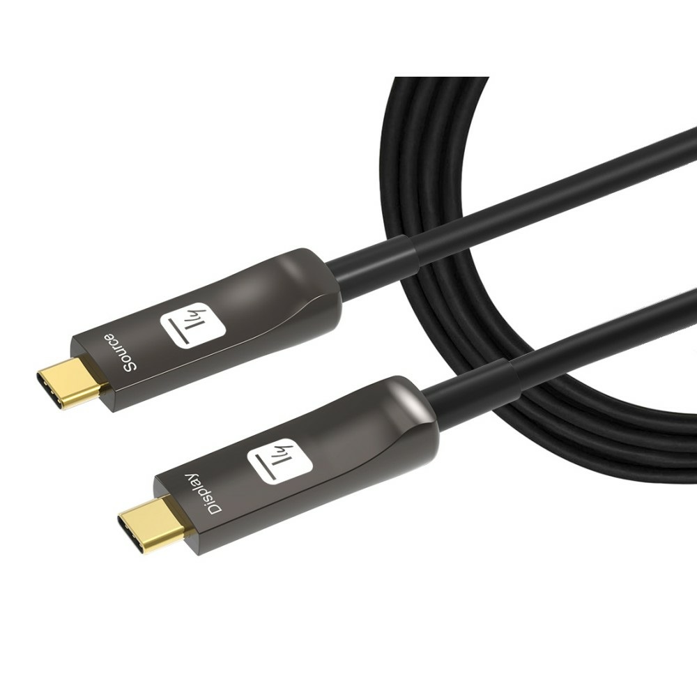 Techly ICOC-U3C-HY-030 Cavo USB-C 30 m Nero - Velocità di Trasferimento Dati 21600 Mbit/s, Placcatura Oro