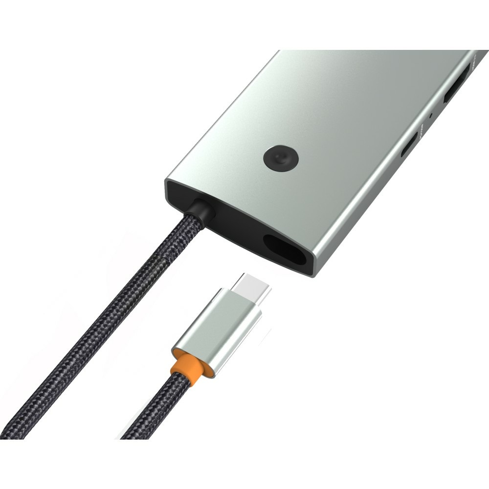 Techly Docking Station Multifunzione Hub USB-C™ 6 in 1 con Interruttore IUSB32C-HUB6HPDI - 6 Porte, HDMI 4K, Gigabit Ethernet, Ricarica Rapida PD
