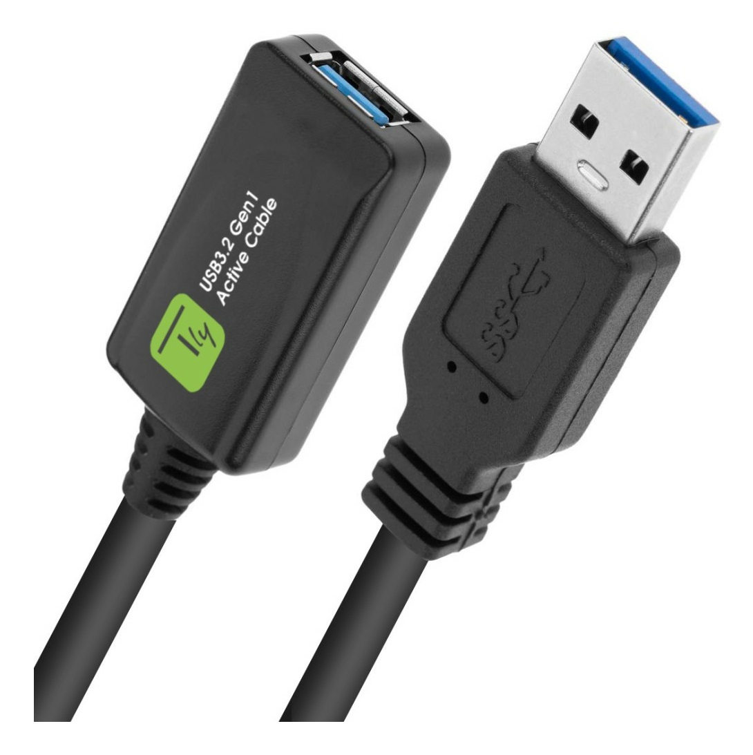 Techly ICUR3050G Cavo USB 3.2 Gen 1 (3.1 Gen 1) Attivo 5 m USB A Nero - Estensore di Segnale