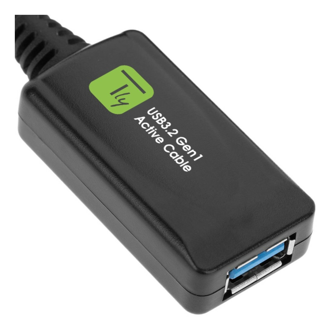 Techly ICUR3050G Cavo USB 3.2 Gen 1 (3.1 Gen 1) Attivo 5 m USB A Nero - Estensore di Segnale