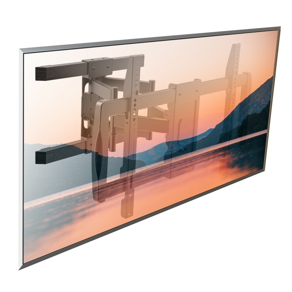 Techly ICA-PLB-473 Supporto TV a parete Doppio Braccio per TV LCD/LED 42-75'' fino a 60 kg, Estensione 411 mm, Rotazione 90°, Inclinazione 5°, Nero