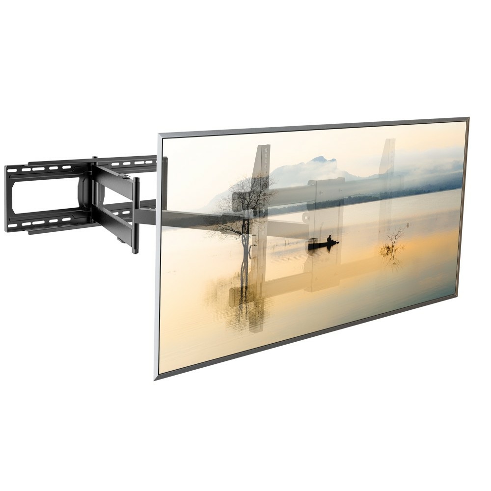 Techly ICA-PLB-721 Supporto TV a parete Extra Long Full Motion per TV 42-80'' Nero - Inclinazione -15° a 5°, Supporto VESA max 800x400 mm, Fino a 70 kg
