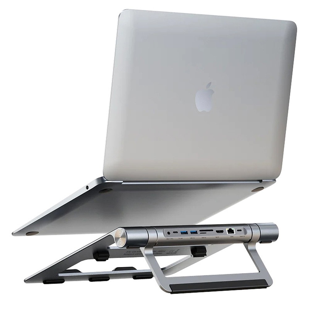 Techly Docking Station USB-C™ 9 in 1 Hub USB3.1 con Supporto Pieghevole per Notebook