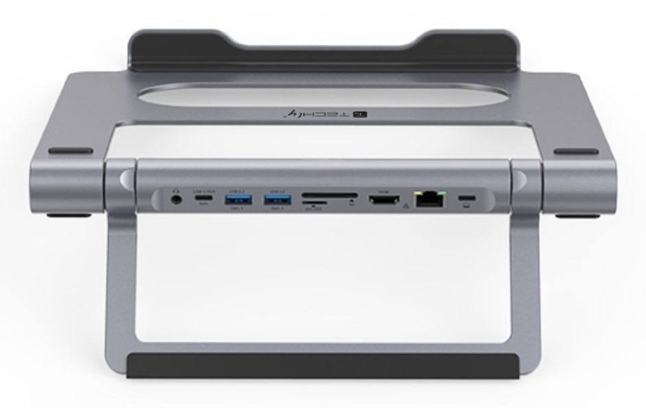 Techly Docking Station USB-C™ 9 in 1 Hub USB3.1 con Supporto Pieghevole per Notebook