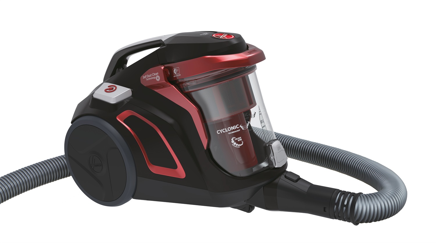 Hoover H-Power 700 HP730ALG 011 Aspirapolvere a Traino Senza Sacco, Tecnologia Ciclonica, Potenza 850 W, Capacità 2 Litri, Secco e Bagnato, Filtro HEPA 13, Colore Nero