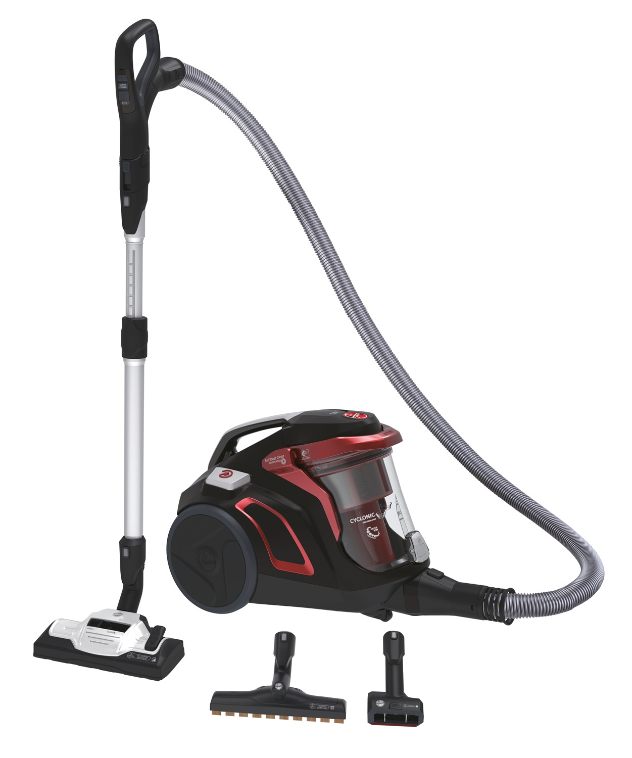 Hoover H-Power 700 HP730ALG 011 Aspirapolvere a Traino Senza Sacco, Tecnologia Ciclonica, Potenza 850 W, Capacità 2 Litri, Secco e Bagnato, Filtro HEPA 13, Colore Nero