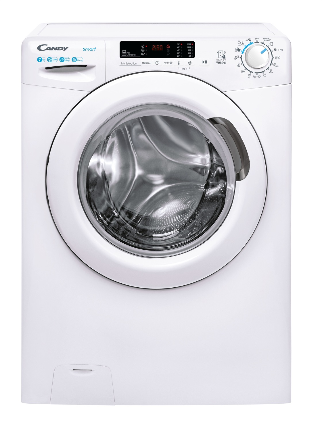 Candy Smart CS4 1272DE/1-S Lavatrice Slim a Caricamento Frontale 7 kg, 1200 Giri/min, Classe D, Connettività NFC, Rilevatore Kg, Partenza Ritardata, 16 Programmi, Bianco