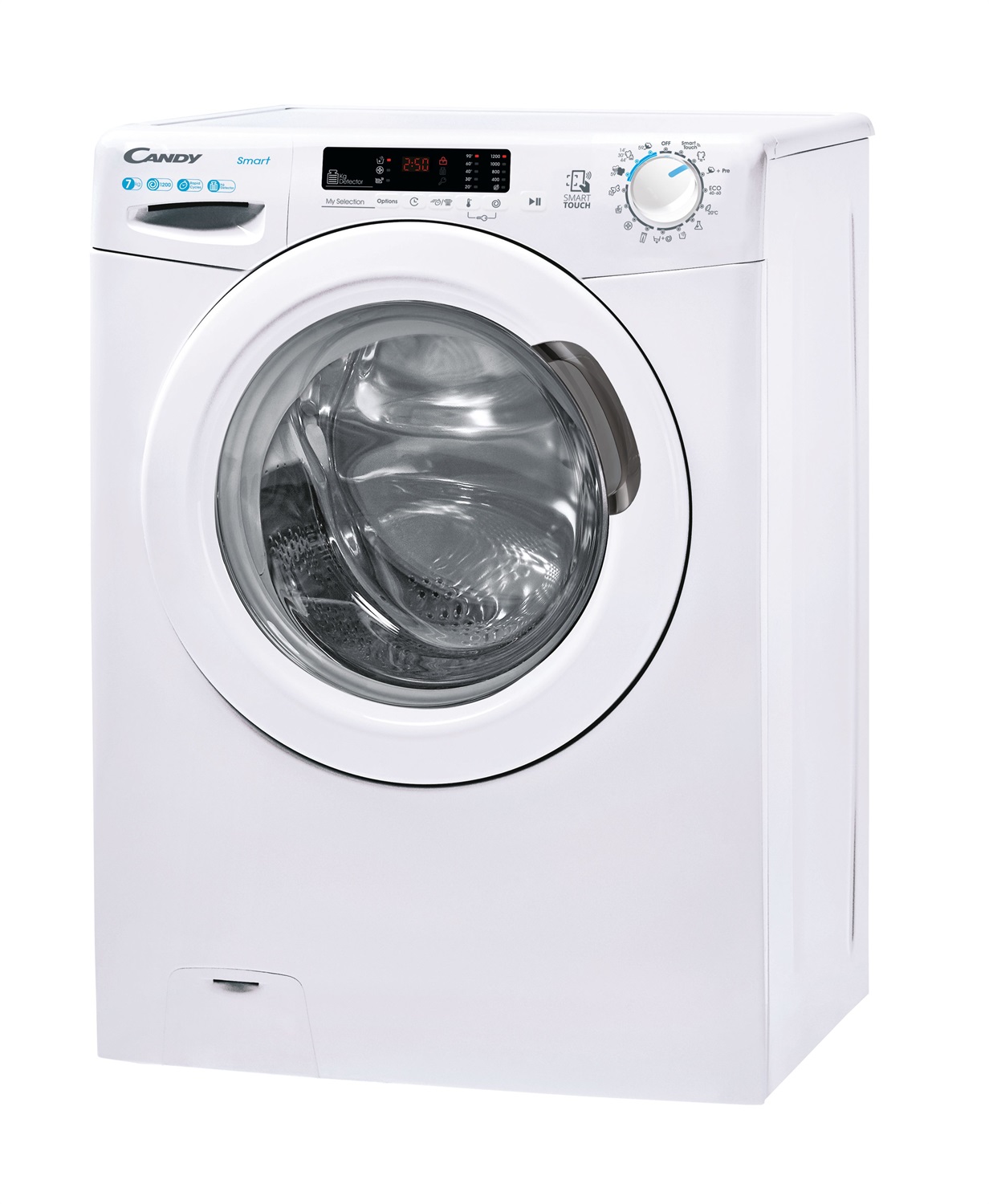 Candy Smart CS4 1272DE/1-S Lavatrice Slim a Caricamento Frontale 7 kg, 1200 Giri/min, Classe D, Connettività NFC, Rilevatore Kg, Partenza Ritardata, 16 Programmi, Bianco