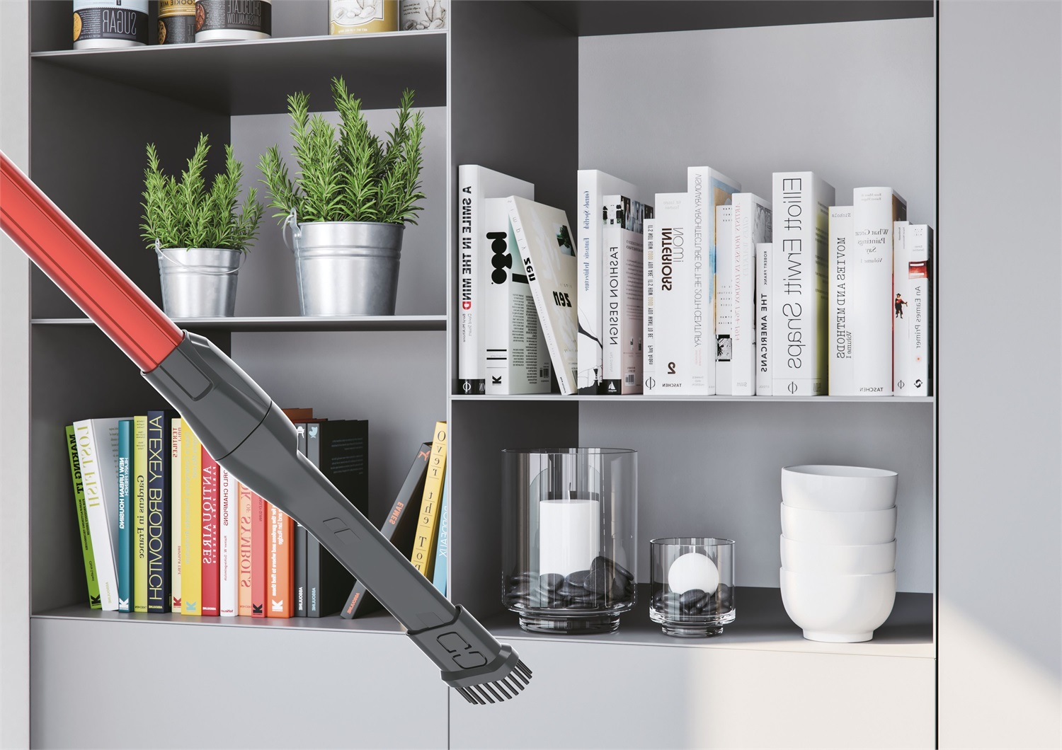 Hoover HF322AFP 011 Aspirapolvere a Bastone 2 in 1 Ricaricabile Senza Filo Grigio Ossidiana e Rosso Metallizzato, Potenza 44.4 W, Autonomia fino a 40 minuti