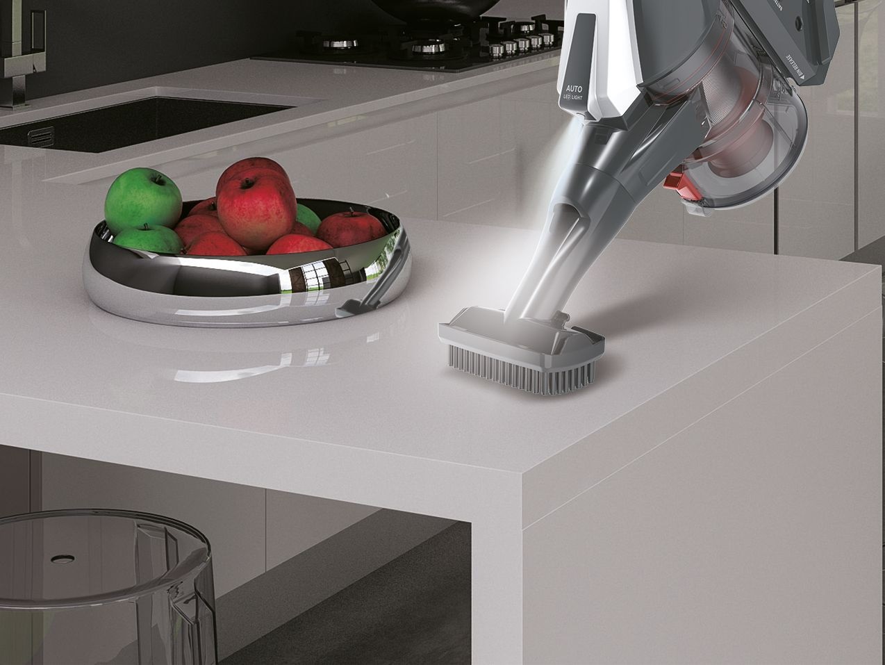 Hoover HF322AFP 011 Aspirapolvere a Bastone 2 in 1 Ricaricabile Senza Filo Grigio Ossidiana e Rosso Metallizzato, Potenza 44.4 W, Autonomia fino a 40 minuti