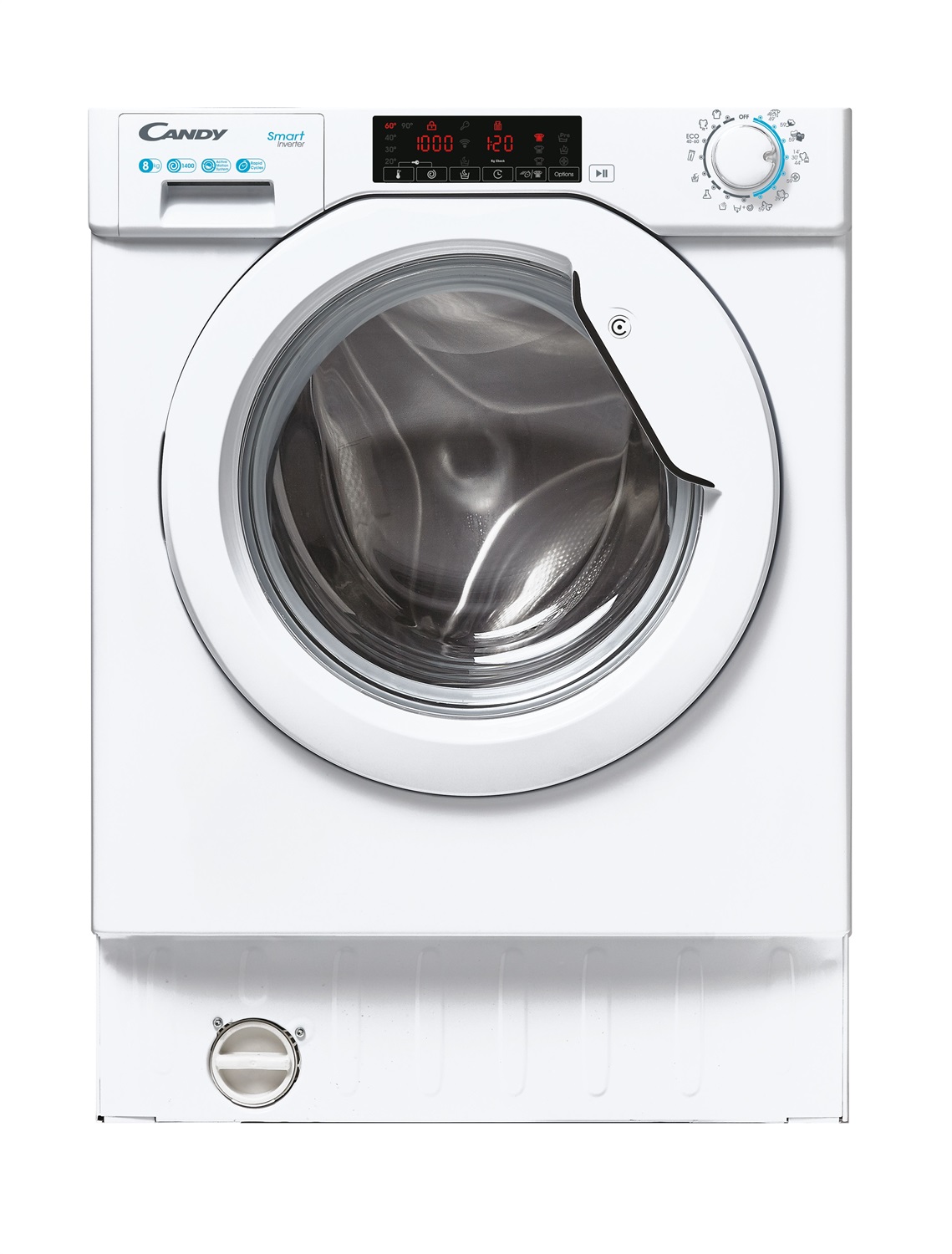 Candy CBW 48TWME-S Lavatrice Carica Frontale da Incasso 8 kg 1400 Giri/min Motore BPM Inverter Classe A 48 dBA Display Touch 15 Programmi Bianco