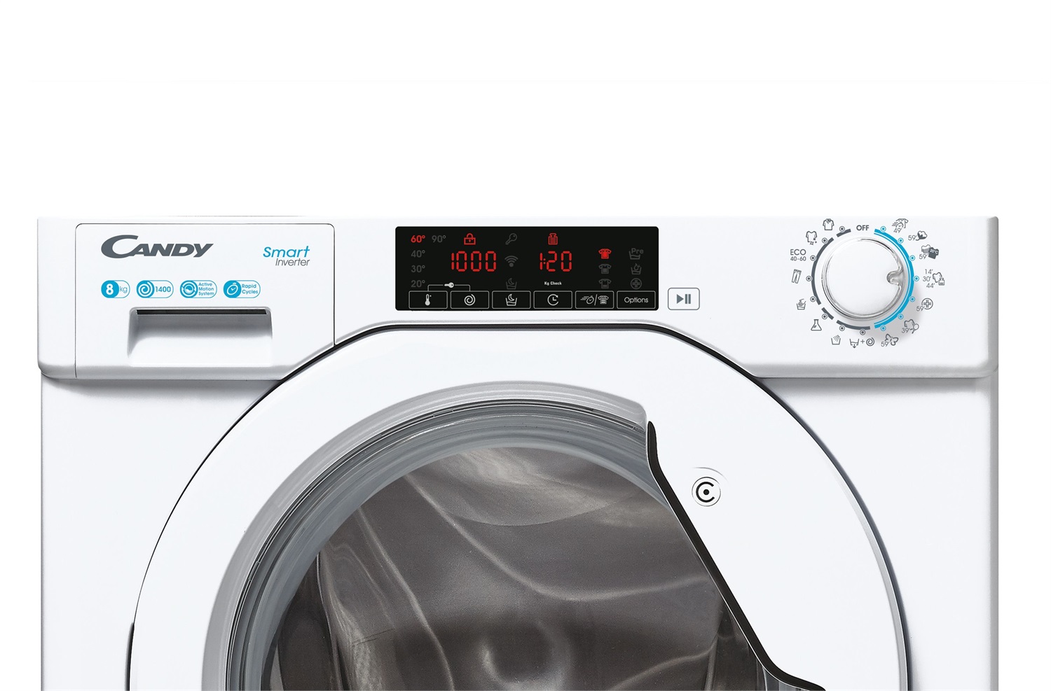 Candy CBW 48TWME-S Lavatrice Carica Frontale da Incasso 8 kg 1400 Giri/min Motore BPM Inverter Classe A 48 dBA Display Touch 15 Programmi Bianco
