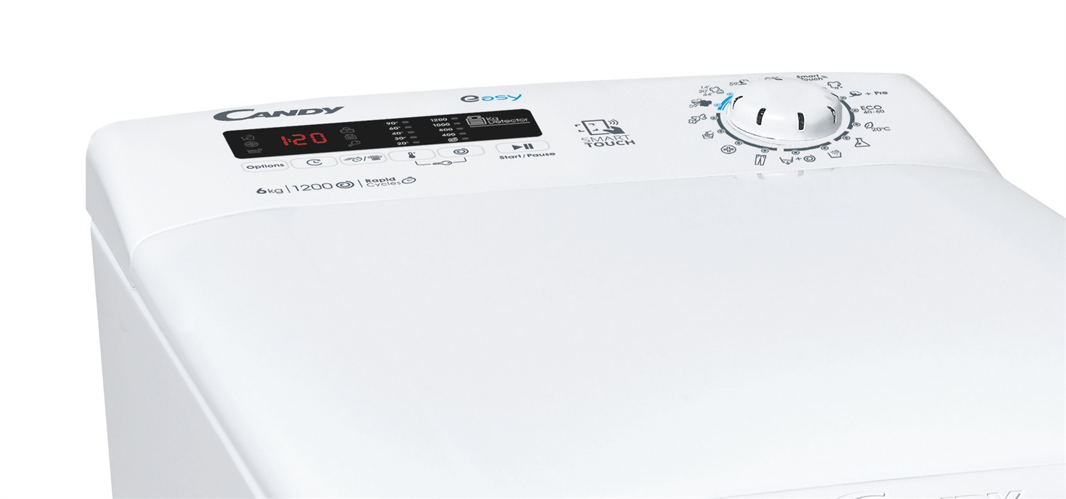 Candy EYT 1262DWE/1-S Lavatrice Carica dall'Alto 6 kg 1200 Giri/min Classe D con 14 Programmi e NFC - Bianco