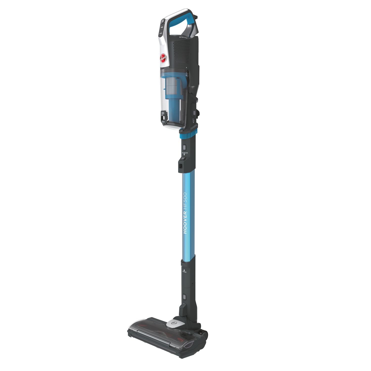Hoover HF522STP 011 Aspirapolvere a Bastone Senza Sacchetto 290 W 0,45 L Blu e Grigio con Spazzola Antigroviglio e Mini Turbo Spazzola Animali
