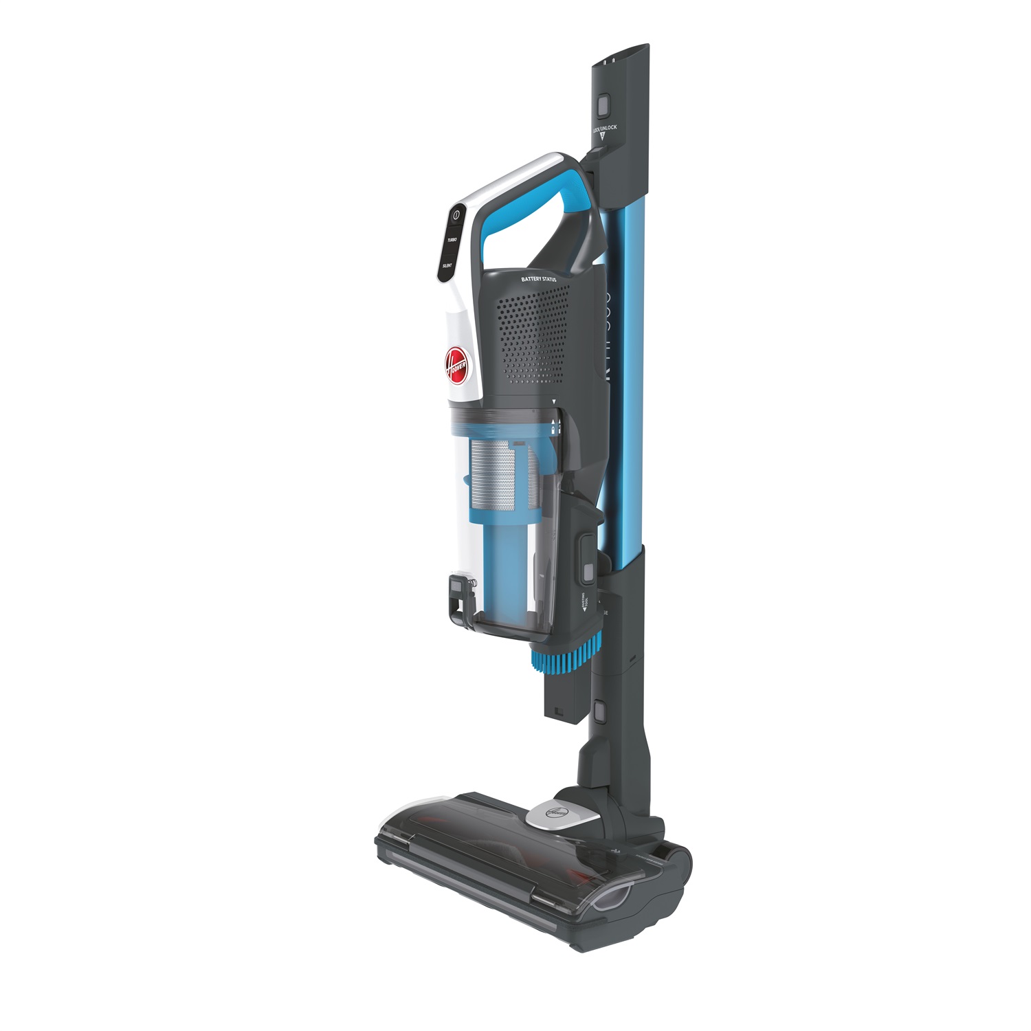 Hoover HF522STP 011 Aspirapolvere a Bastone Senza Sacchetto 290 W 0,45 L Blu e Grigio con Spazzola Antigroviglio e Mini Turbo Spazzola Animali