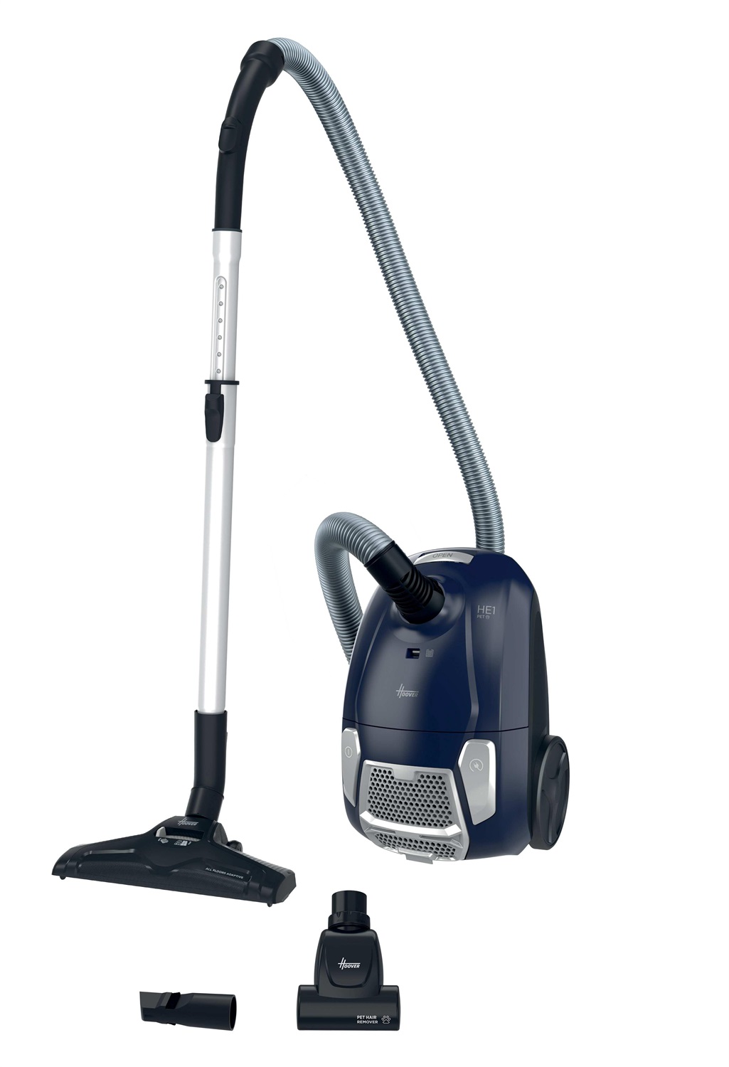 Hoover Brave BV61PET 011 Aspirapolvere a Slitta con Borsa 700 W, Capacità 2,3 L, Scarico Senza Contatto, Tubo Estensibile, Raggio d'Azione 7,5 m