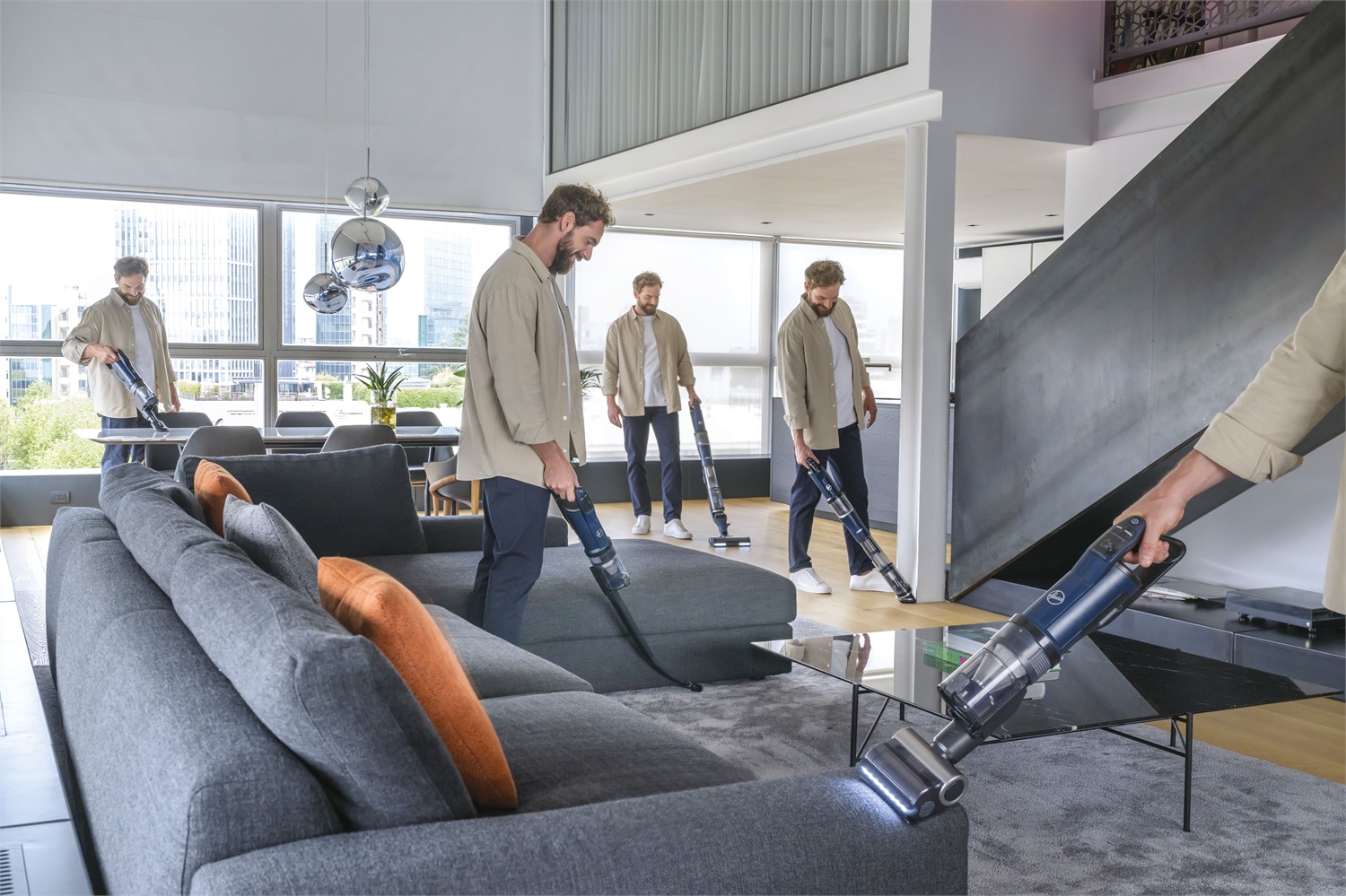 Hoover HFX20P 011 Aspirapolvere a bastone 2 in 1 Senza filo con Batteria, CORNER GENIE, Spazzola anti-grovigli e luci LED, 1,2 L, 365 W, Blu