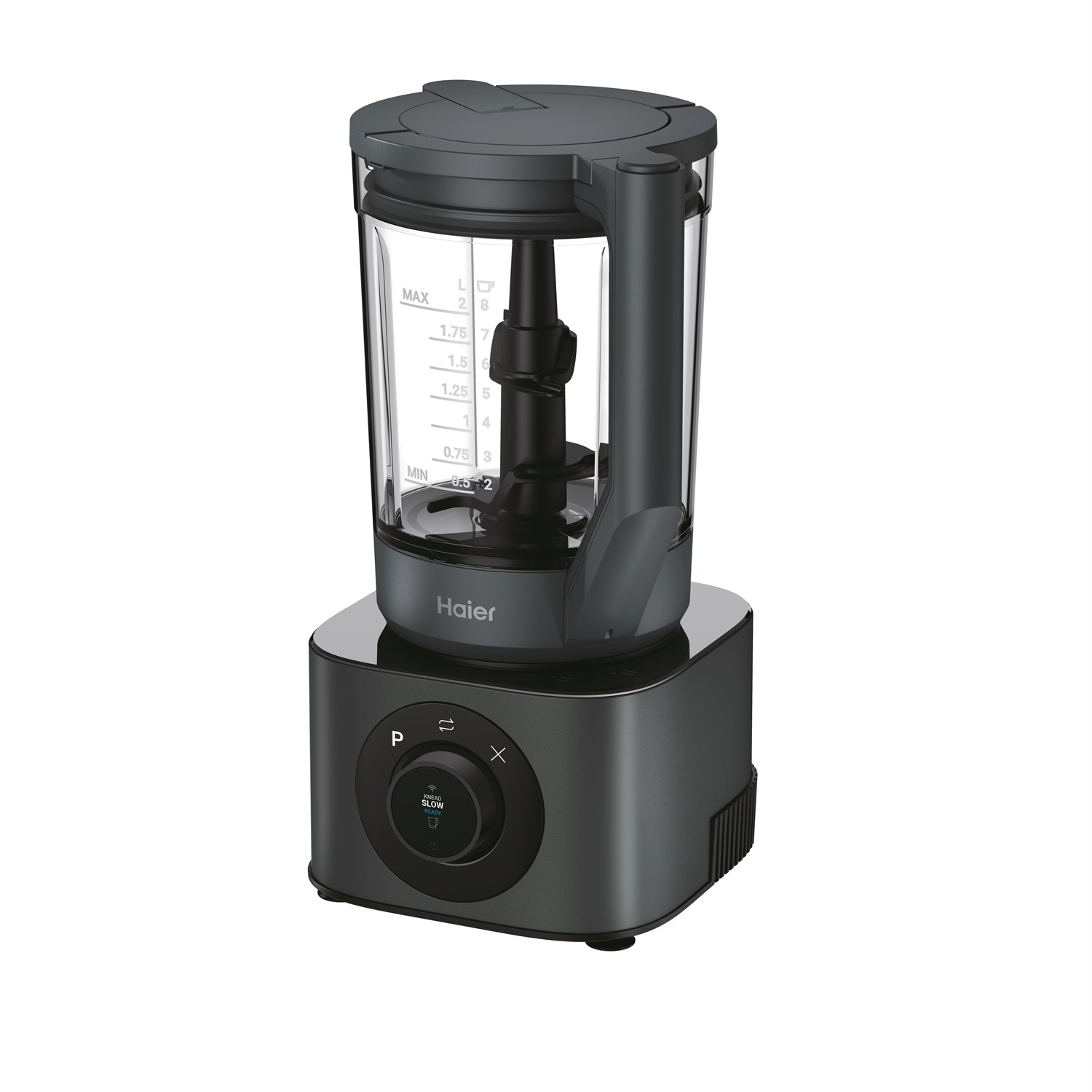 Haier HBL7W5 011 - Frullatore e Robot da Cucina Serie 7, 2 Litri, 6 Lame in Acciaio Inox, Obsidian Grey, Funzioni per Tritare e Impastare