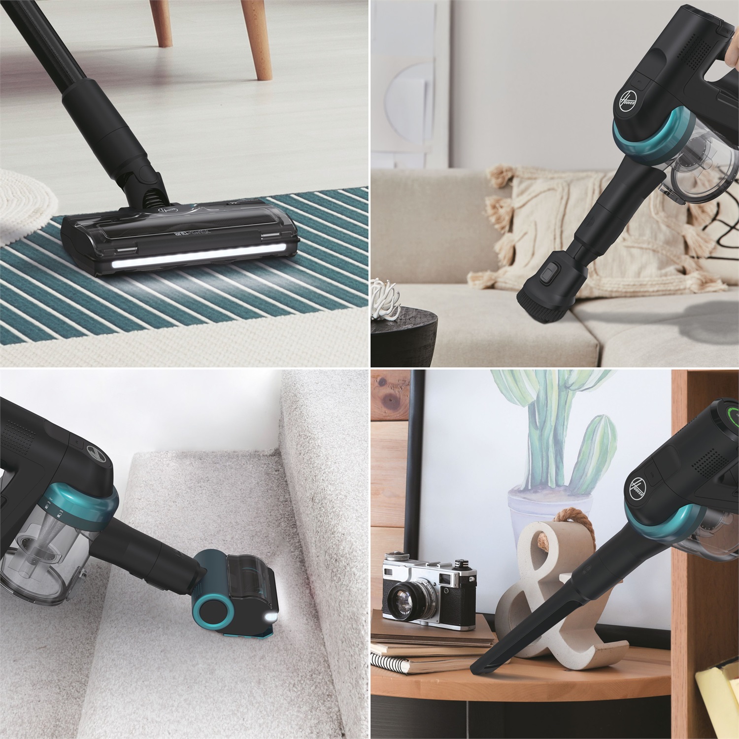 Hoover HF410P 011 Aspirapolvere a bastone Senza sacchetto Verde 240 W 0,4 L con manovrabilità a 360° e spazzola anti-groviglio