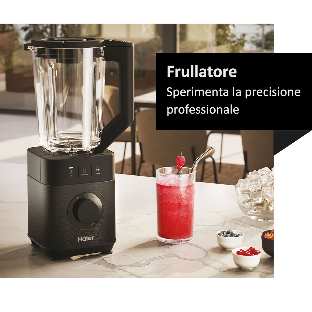 Haier Frullatore I-Master Serie 5 Obsidian Grey, 1200 W, Caraffa in Vetro da 2 L, 6 Lame in Acciaio Inox, 3 Programmi Automatici, Personal Jug Incluso