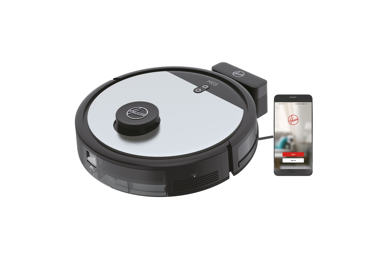 Hoover HG510D 011 Aspirapolvere Robot 0,5 L Senza Sacchetto Grigio con Navigazione Laser e Wi-Fi