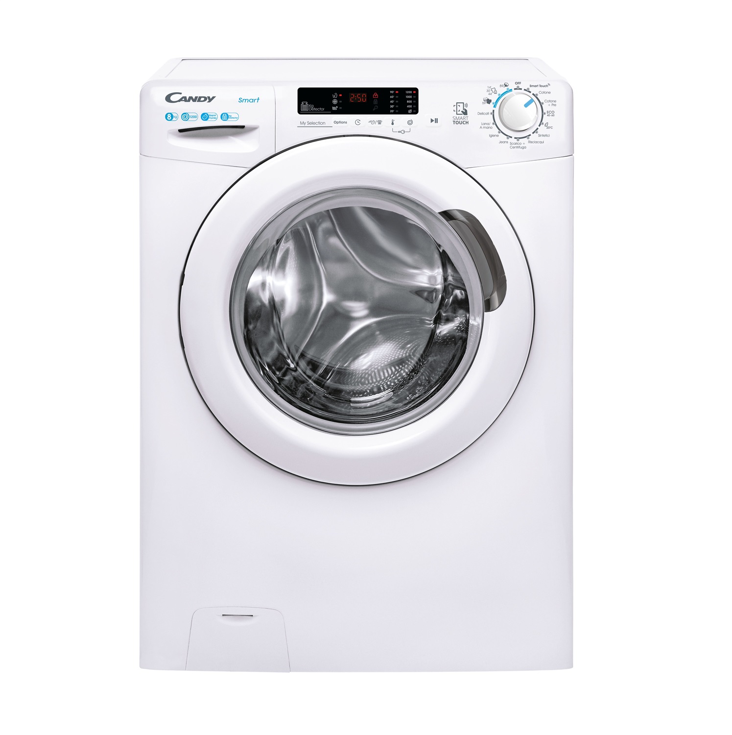 Candy Smart CS1282DW4-11 Lavatrice Caricamento Frontale 8 kg 1200 Giri/min Bianco Classe Energetica B con Cesto in Acciaio Inox e Funzionalità NFC
