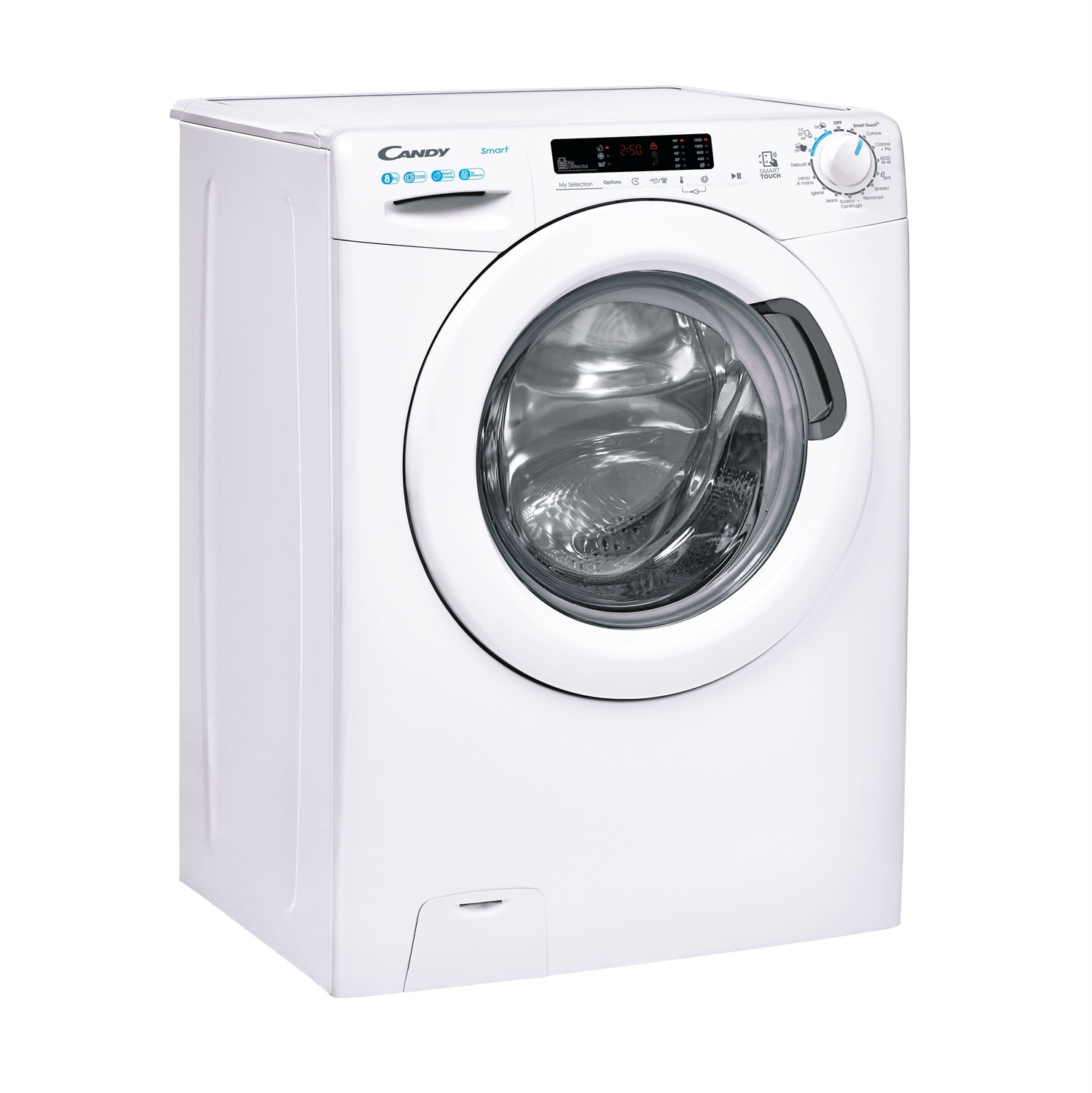 Candy Smart CS1282DW4-11 Lavatrice Caricamento Frontale 8 kg 1200 Giri/min Bianco Classe Energetica B con Cesto in Acciaio Inox e Funzionalità NFC